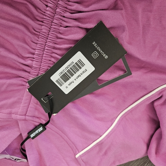 Bo + tee pink cropped ruched hoodie - Picture 3 of 7
